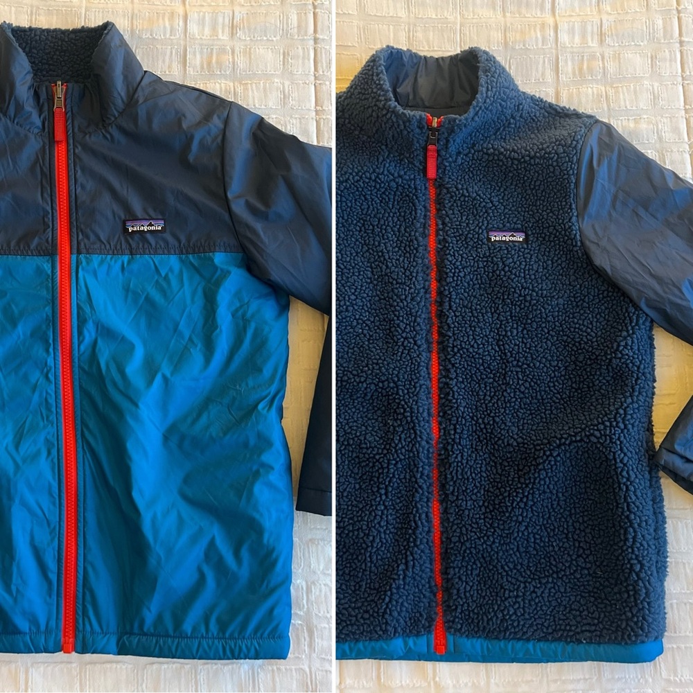 Patagonia Youth Reversible Sherpa Puffer Jacket Coat